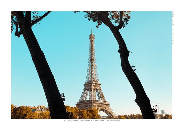 Affiche A4 Tour Eiffel encadrée